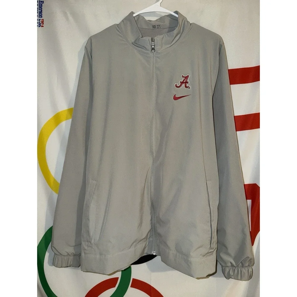 Nike Alabama Crimson Tide Jacket Mens Large Gray Football Full Zip